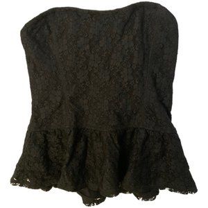 Garage Black Lace Peplum Strapless Bustier Style Tube Top